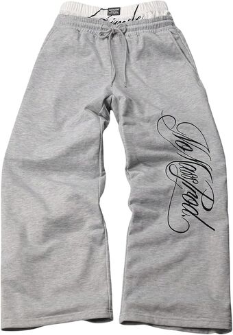 VIPWOLF Men's Double Waist Sweatpants Baggy Y2k Streetwear Elastic Waist Drawstring Hip Hop Vintage Casual Workout Pants in Kuwait