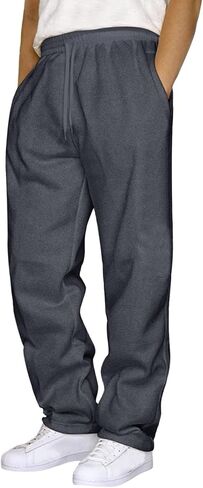 Baggy Sweatpants Men Drawstring Straight Wide Leg Casual Sweat Pants Athletic Workout Gym Jogger with Pockets in Kuwait