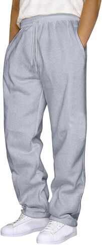 Baggy Sweatpants Men Drawstring Straight Wide Leg Casual Sweat Pants Athletic Workout Gym Jogger with Pockets in Kuwait
