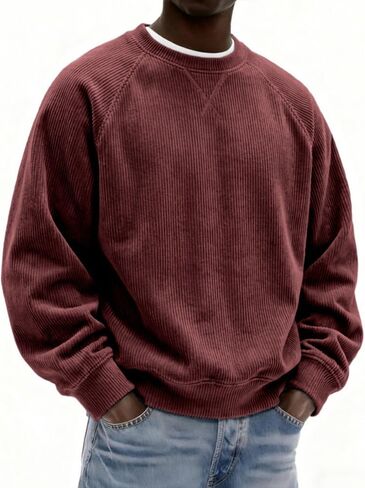 Mens Loose Crew Neck Pullover Long Sleeve Casual Sweatshirt Unisex Daily Streetwear Men Women Everyday Outfits in Kuwait