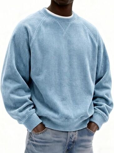 Mens Loose Crew Neck Pullover Long Sleeve Casual Sweatshirt Unisex Daily Streetwear Men Women Everyday Outfits in Kuwait