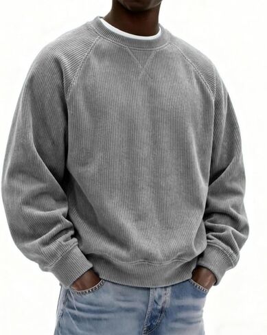 Mens Loose Crew Neck Pullover Long Sleeve Casual Sweatshirt Unisex Daily Streetwear Men Women Everyday Outfits in Kuwait