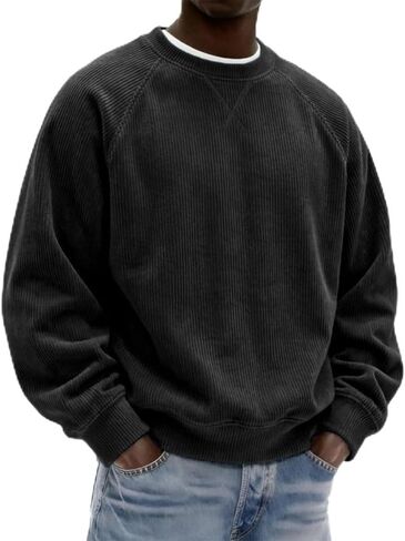 Mens Loose Crew Neck Pullover Long Sleeve Casual Sweatshirt Unisex Daily Streetwear Men Women Everyday Outfits in Kuwait