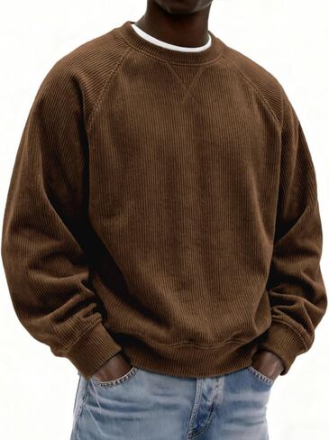 Mens Loose Crew Neck Pullover Long Sleeve Casual Sweatshirt Unisex Daily Streetwear Men Women Everyday Outfits in Kuwait