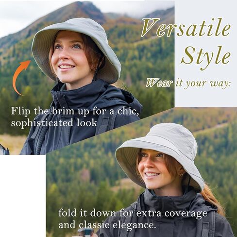 TOP-EX ChicPony Women's Wide Brim Bucket Sun Hat with Ponytail Hole UPF 50 Summer Packable Sunhat for Travel Beach Outdoor in Kuwait