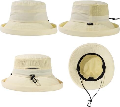 TOP-EX ChicPony Women's Wide Brim Bucket Sun Hat with Ponytail Hole UPF 50 Summer Packable Sunhat for Travel Beach Outdoor in Kuwait