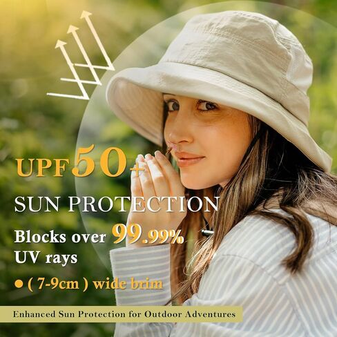 TOP-EX ChicPony Women's Wide Brim Bucket Sun Hat with Ponytail Hole UPF 50 Summer Packable Sunhat for Travel Beach Outdoor in Kuwait