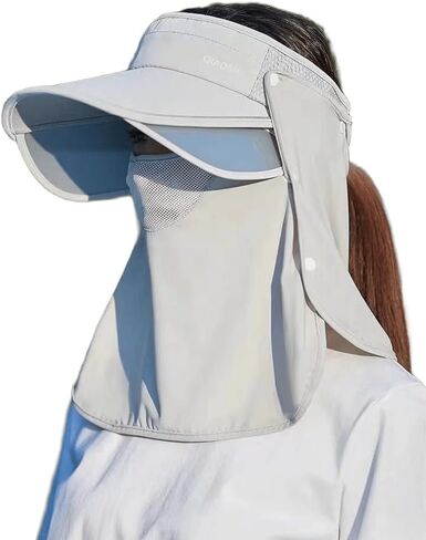Womens Wide-Brim 3 in 1 Sun-Visor-Hat with Neck-Flap for Outdoor in Kuwait