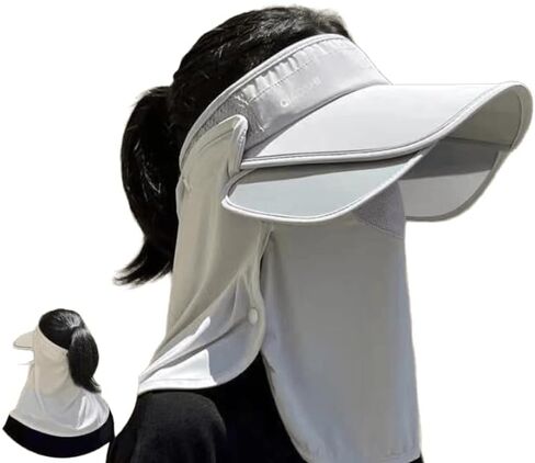 Womens Wide-Brim 3 in 1 Sun-Visor-Hat with Neck-Flap for Outdoor in Kuwait