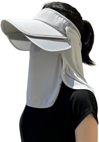 Womens Wide-Brim 3 in 1 Sun-Visor-Hat with Neck-Flap for Outdoor in Kuwait