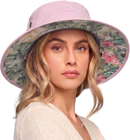 TOP-EX ChicPony™ Ponytail Bucket Sun Hat UVCoolix™ Cooling & UPF 50+, Glow-Effect Botanical Underbrim, Quick-Dry Tech Fabric in Kuwait