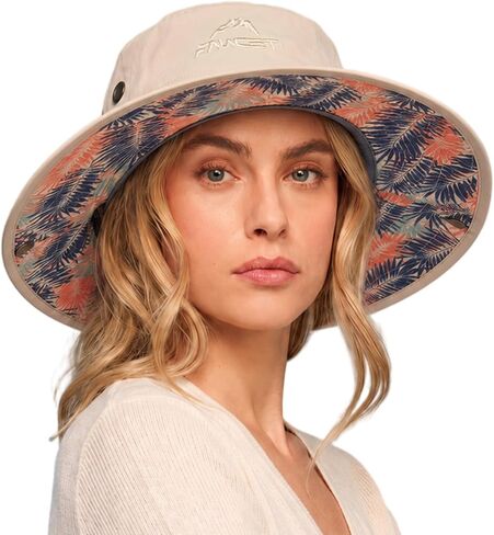 TOP-EX ChicPony™ Ponytail Bucket Sun Hat UVCoolix™ Cooling & UPF 50+, Glow-Effect Botanical Underbrim, Quick-Dry Tech Fabric in Kuwait