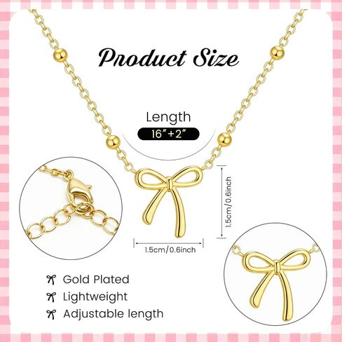 Bow Necklace for Teen Girls, A Little Reminder Emotional Support Necklace for Daughters and Best Friends, Soft Coquette Jewelry Gift with Encouraging Affirmation Card, Comfort Necklace for Hard Days in Saudi Arabia
