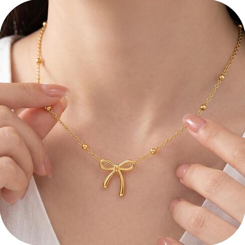 Bow Necklace for Teen Girls, A Little Reminder Emotional Support Necklace for Daughters and Best Friends, Soft Coquette Jewelry Gift with Encouraging Affirmation Card, Comfort Necklace for Hard Days in Saudi Arabia