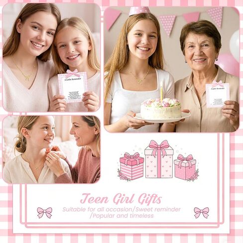 Bow Necklace for Teen Girls, A Little Reminder Emotional Support Necklace for Daughters and Best Friends, Soft Coquette Jewelry Gift with Encouraging Affirmation Card, Comfort Necklace for Hard Days in Saudi Arabia
