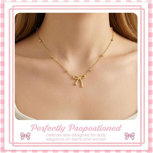 Bow Necklace for Teen Girls, A Little Reminder Emotional Support Necklace for Daughters and Best Friends, Soft Coquette Jewelry Gift with Encouraging Affirmation Card, Comfort Necklace for Hard Days in Saudi Arabia