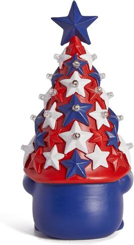 DN DECONATION 4th of July & Memorial Day Decorations with Lights, Patriotic Gnome Decor Lighted Red Blue Independence Day Tabletop Decor USA Resin Gnome with Stars Gifts for Table Tiered Tray in Kuwait