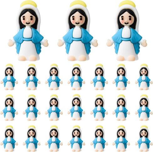 50 Pcs Little Virgin Mary Figurines Miniature Virgin Mary Doll to Hide and Seek Classic Religious Gifts for Sunday Easter Eggs Stuffers Baptism Gift (50,Blue) in Saudi Arabia