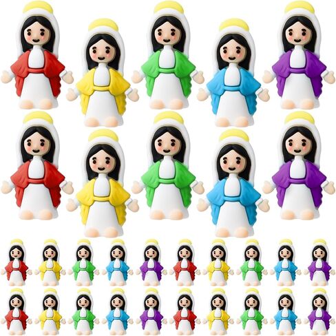 50 Pcs Little Virgin Mary Figurines Miniature Virgin Mary Doll to Hide and Seek Classic Religious Gifts for Sunday Easter Eggs Stuffers Baptism Gift (50,Blue) in Saudi Arabia