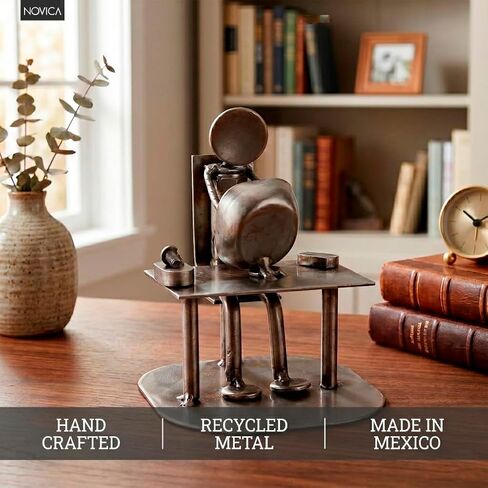 NOVICA Decorative Recycled Auto Part Metal Sculpture, 5.5" Tall, 'Rustic Computer Tech' in Kuwait