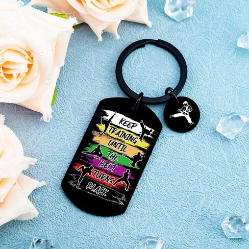 karate Gifts for Boys Taekwondo Gifts for Tae Kwon Do Lovers Jiu Jitsu Gifts for Taekwondo Teacher Black Belt Coach Instructor Jewelry Martial Art Keyring for Men Karate Lovers Keychain in Kuwait