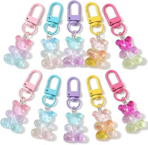 10PCS Gummy Bear Keychains, Cute Gummy Bear Charms for Bags, Colorful Gummy Bear Keychain Decorations, Trendy Accessories for Fashion Lovers and Collectors in Saudi Arabia