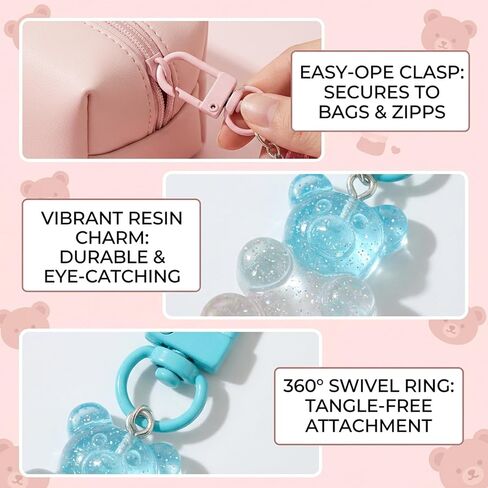 10PCS Gummy Bear Keychains, Cute Gummy Bear Charms for Bags, Colorful Gummy Bear Keychain Decorations, Trendy Accessories for Fashion Lovers and Collectors in Saudi Arabia