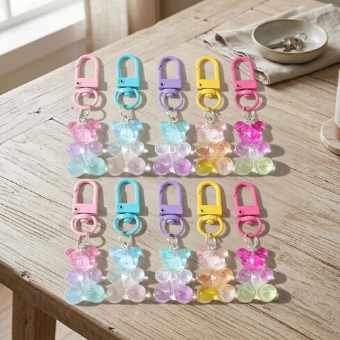10PCS Gummy Bear Keychains, Cute Gummy Bear Charms for Bags, Colorful Gummy Bear Keychain Decorations, Trendy Accessories for Fashion Lovers and Collectors in Saudi Arabia