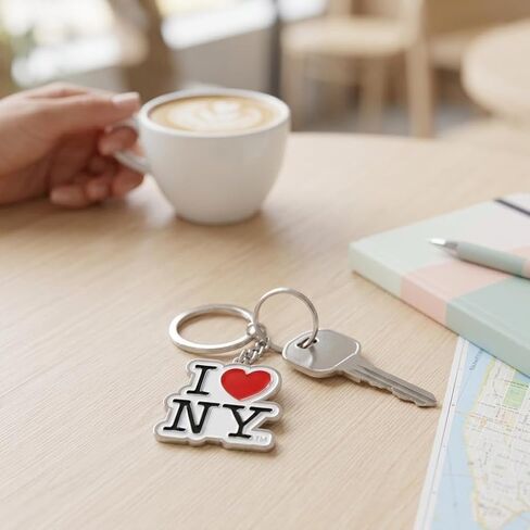 City-Souvenirs I Love NY Keychain, Unisex Adult, Multicolor, Metal, Travel, Double Ring in Kuwait