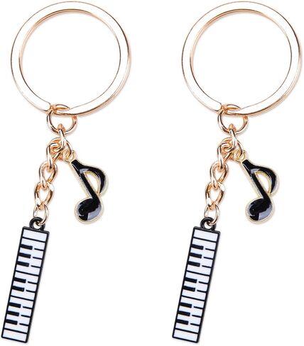 MOYEE 2Pcs Fashionable Alloy Music-Themed Keychains Piano Keyboard and Musical Note Charms for Bags Purses Musicians Piano Players Charming Piano Purse Accessory for Women in Saudi Arabia
