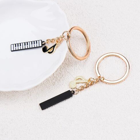 MOYEE 2Pcs Fashionable Alloy Music-Themed Keychains Piano Keyboard and Musical Note Charms for Bags Purses Musicians Piano Players Charming Piano Purse Accessory for Women in Saudi Arabia