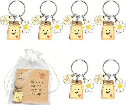 6PCS New Beginnings Gifts for Women Toast Keychain,End of Year,Graduation,Valentines Coworker Leaving Gifts, Cute Keychain as Goodbye, Retirement, New Job, Divorce, Co worker Birthday Gift in Saudi Arabia