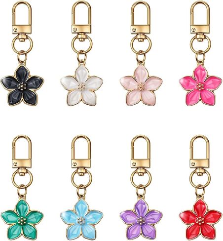 JJUNW Cute Flower Keychain, Small Flower Keychain, Aesthetic Keychain Charms Flower-Key Chain Charm Bag Purse Charm for Handbags Backpacks Earphone Case Decoration Accessories in Kuwait