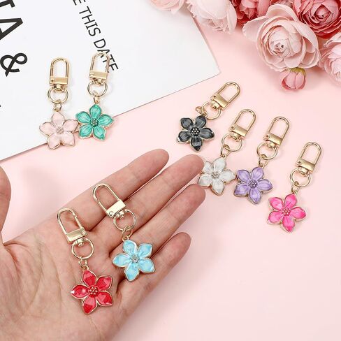 JJUNW Cute Flower Keychain, Small Flower Keychain, Aesthetic Keychain Charms Flower-Key Chain Charm Bag Purse Charm for Handbags Backpacks Earphone Case Decoration Accessories in Kuwait
