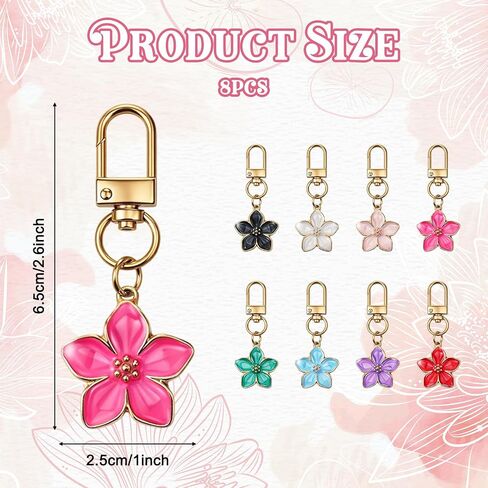 JJUNW Cute Flower Keychain, Small Flower Keychain, Aesthetic Keychain Charms Flower-Key Chain Charm Bag Purse Charm for Handbags Backpacks Earphone Case Decoration Accessories in Kuwait