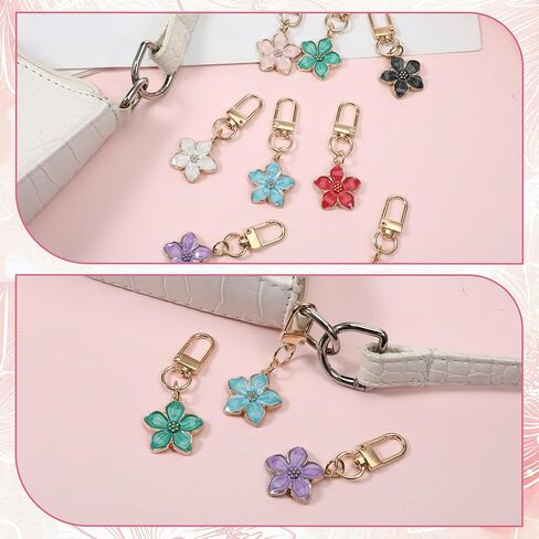 JJUNW Cute Flower Keychain, Small Flower Keychain, Aesthetic Keychain Charms Flower-Key Chain Charm Bag Purse Charm for Handbags Backpacks Earphone Case Decoration Accessories in Kuwait