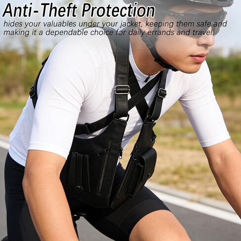 Double Shoulder Armpit Bag, Leather Adjustable Underarm Shoulder Bag Hidden Underarm Strap Wallet Holster for Outdoor | Anti-Theft Design in Saudi Arabia