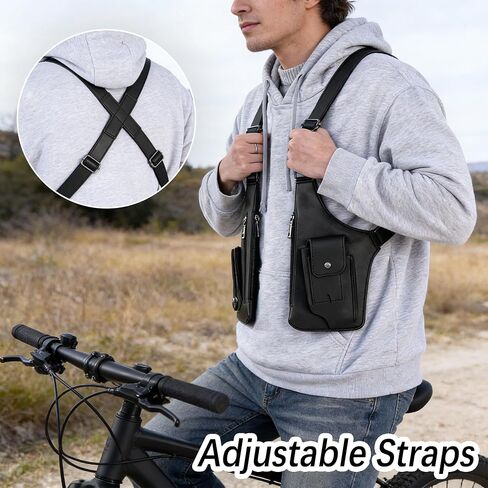 Double Shoulder Armpit Bag, Leather Adjustable Underarm Shoulder Bag Hidden Underarm Strap Wallet Holster for Outdoor | Anti-Theft Design in Saudi Arabia