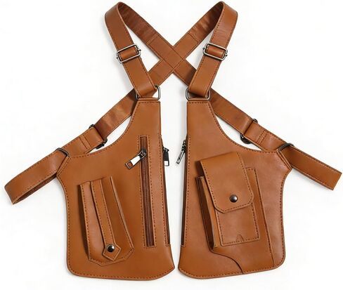 Double Shoulder Armpit Bag, Leather Adjustable Underarm Shoulder Bag Hidden Underarm Strap Wallet Holster for Outdoor | Anti-Theft Design in Saudi Arabia