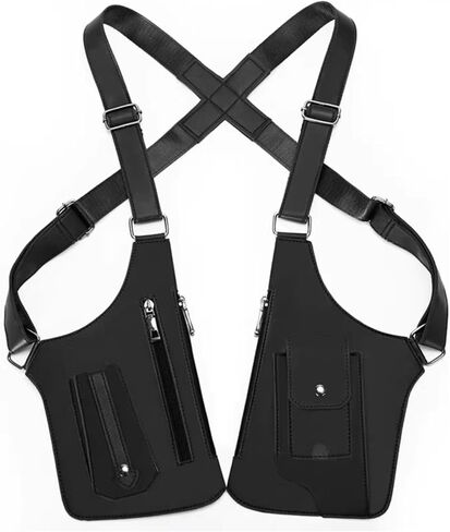 Double Shoulder Armpit Bag, Leather Adjustable Underarm Shoulder Bag Hidden Underarm Strap Wallet Holster for Outdoor | Anti-Theft Design in Saudi Arabia