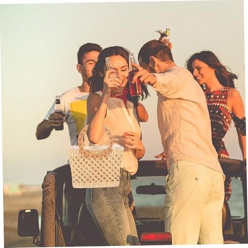 Straw Tote Bag with Unique Hollow Design for Beach Travel and Everyday Use Lightweight Beige Shoulder Bag for Women in Kuwait