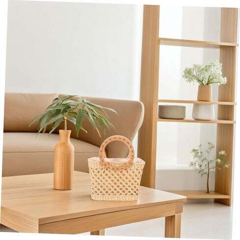 Straw Tote Bag with Unique Hollow Design for Beach Travel and Everyday Use Lightweight Beige Shoulder Bag for Women in Kuwait