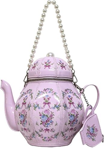 Women PU Leather Floral Handbag Crossbody Shoulder Bag Pearl Chain Valentine Purse for Girls in Saudi Arabia