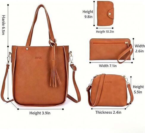 4-Pcs Women's Purse Set, Includes Tote, Crossbody, Clutch & Card Case for Versatile Daily Use in Pink in Kuwait