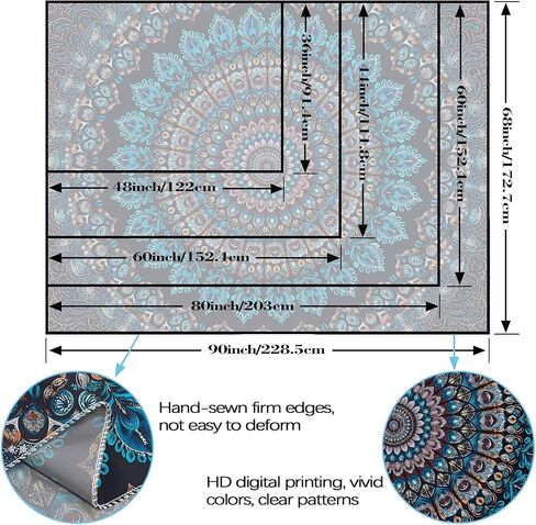 Motanber Blue Mandala Tapestry Wall Hanging Vintage Medallion Tapestry Aesthetic Hippie Boho Floral Cool Cute Small Tapestries for Bedroom Living Room Dorm Decor 48 x 36 Inch in Saudi Arabia
