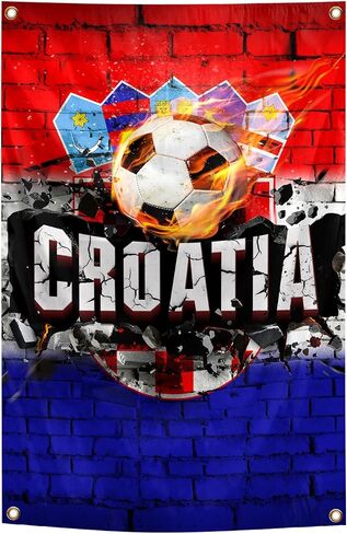 Croatia Flag Backdrop Football Tapestry 2x3 Feet Wall Hanging Soccer Decor for Living Room Office Club Sports Activities Party Indoor and Outdoor Decor in Kuwait
