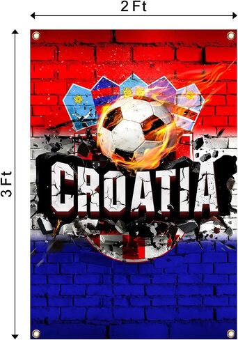 Croatia Flag Backdrop Football Tapestry 2x3 Feet Wall Hanging Soccer Decor for Living Room Office Club Sports Activities Party Indoor and Outdoor Decor in Kuwait