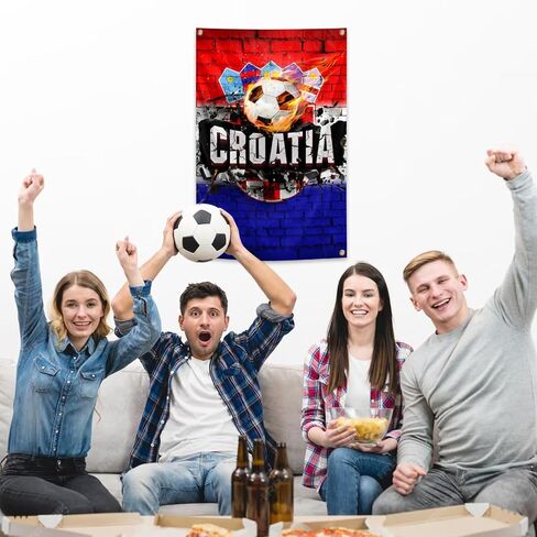 Croatia Flag Backdrop Football Tapestry 2x3 Feet Wall Hanging Soccer Decor for Living Room Office Club Sports Activities Party Indoor and Outdoor Decor in Kuwait