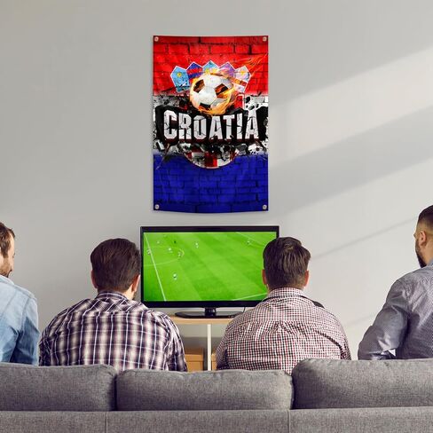 Croatia Flag Backdrop Football Tapestry 2x3 Feet Wall Hanging Soccer Decor for Living Room Office Club Sports Activities Party Indoor and Outdoor Decor in Kuwait