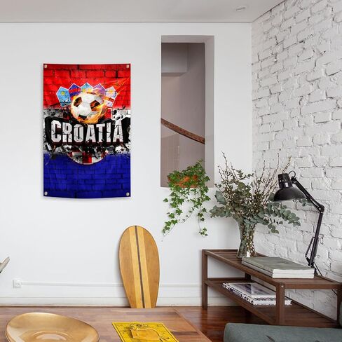 Croatia Flag Backdrop Football Tapestry 2x3 Feet Wall Hanging Soccer Decor for Living Room Office Club Sports Activities Party Indoor and Outdoor Decor in Kuwait